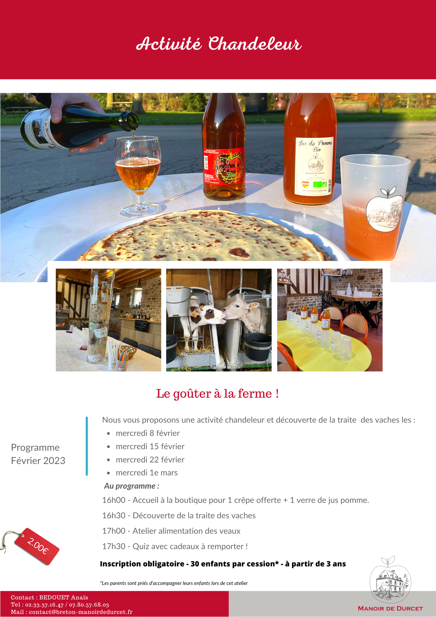 activité pour les enfants, chandeleur, crêpes, jus de pomme, gouter à la ferme en Normandie pendant les vacances